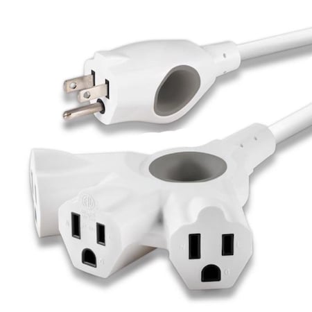 Jasco Extension Cord, 16 AWG, Indoor/Outdoor, 16/3, 3 Outlets, White, PVC, 15 ft SPC3153ZW/37-T1